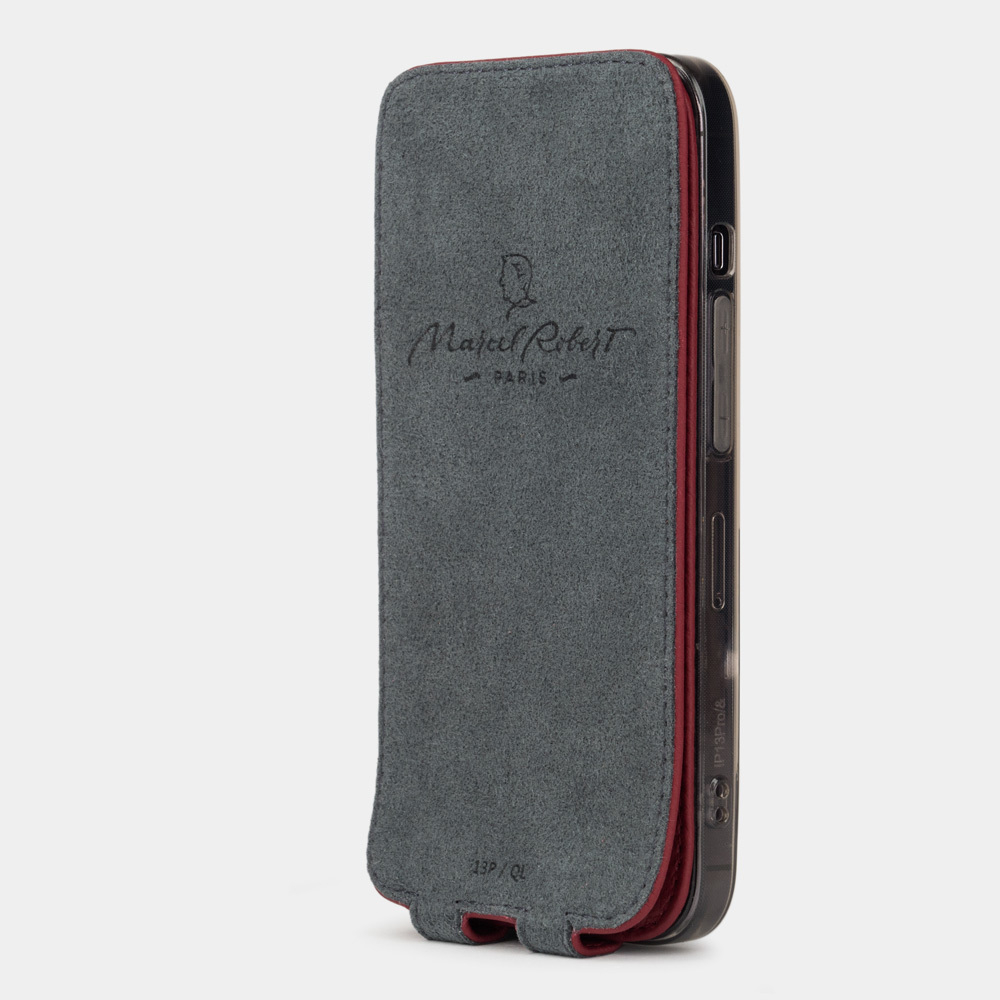 Чехол для iPhone 13 Pro из кожи теленка вишневого цвета