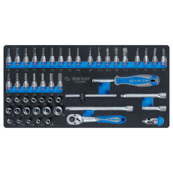 KING TONY (2550MRV) Набор торцевых головок с принадлежностями 1/4", 6-гранные, 4-14 мм и E4-E8, 50 предметов