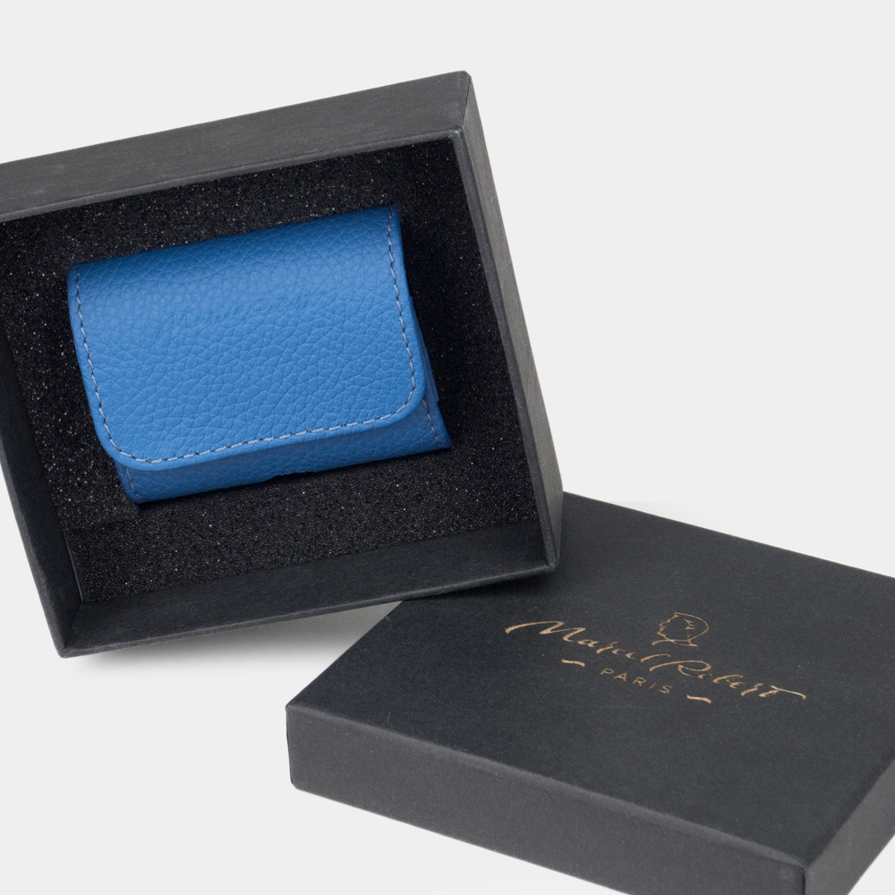 Чехол для наушников AirPods Pro 2,3 из кожи теленка, синего цвета