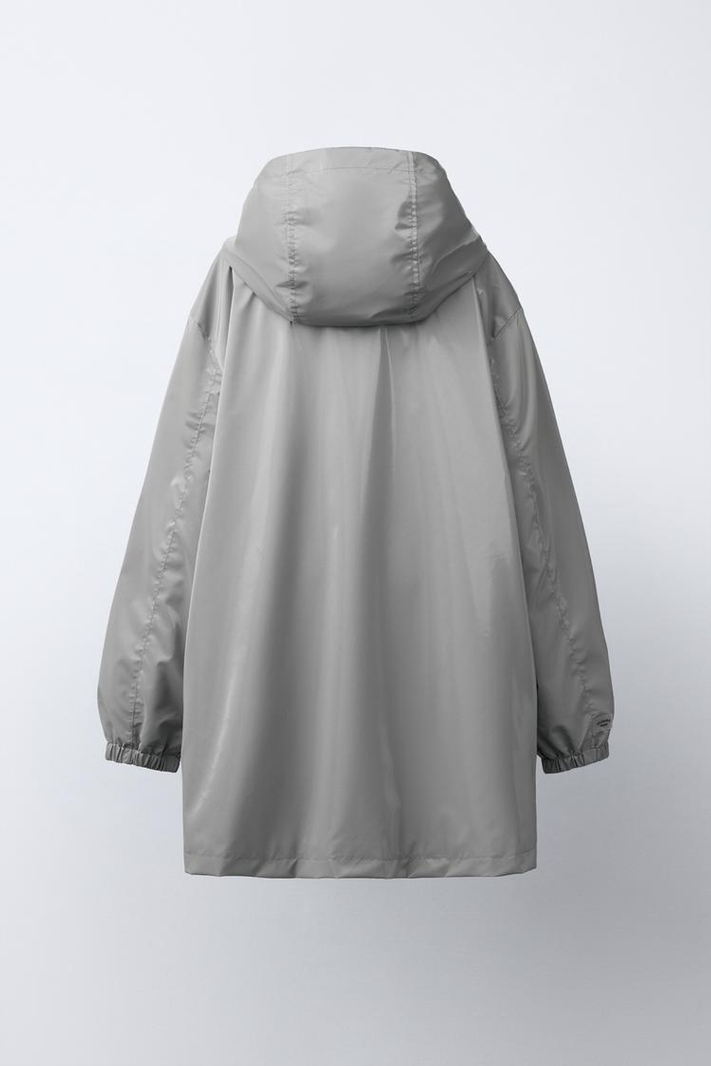 ZARA ПРОРЕЗИНЕННАЯ КУРТКА С КАПЮШОНОМ WATER REPELLENT, СЕРЕБРИТСЫЙ