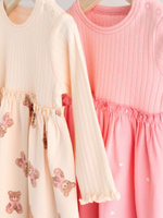 Платье для девочки Next E65-155, 2 шт., Бежевый, Розовый