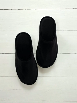 Домашние тапочки из велюра, черные, универсальные