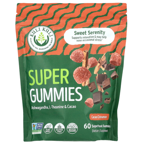 Kuli Kuli, Super Gummies, Sweet Serenity, какао и корица, 60 жевательных мармеладок