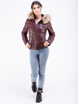 Куртка женская из натуральной кожи с капюшоном Турция
