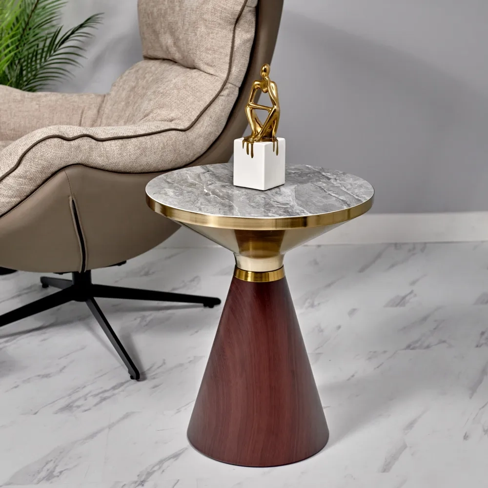 Кофейный столик Bradex Home Vision диам.40см x 54см, металл под дерево, керамика