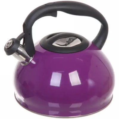 Чайник из нержавеющей стали 3,2 л «Глянец» со свистком, фиолетовый
