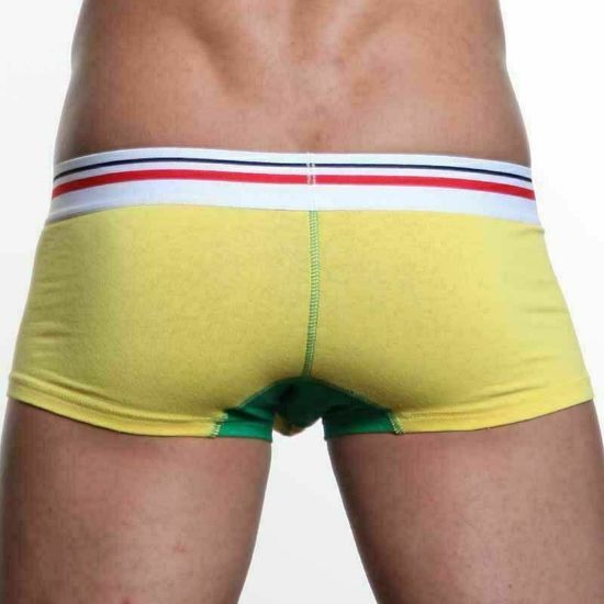 Мужские трусы хипсы желтые с зеленой вставкой Diesel Yellow DIS0048