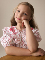 Блуза с воротником для девочки Next E32-661, Белый, Красный