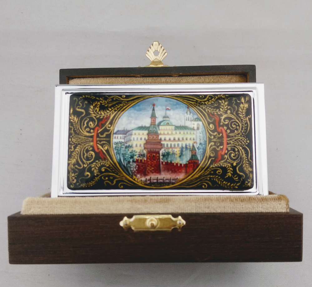 Визитница персональная "Москва" №3 (роспись Палех) худ. Макарычева