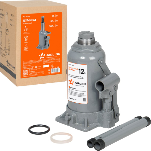 Домкрат автомобильный бутылочный 12 т гидравлический (Высота подхвата 195 мм, Высота подъема 380 мм) AJ-B-12S