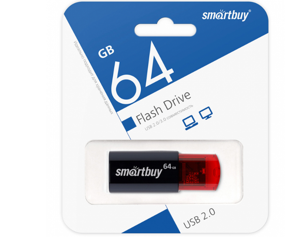 USB карта памяти 64ГБ Smart Buy Click (красный)