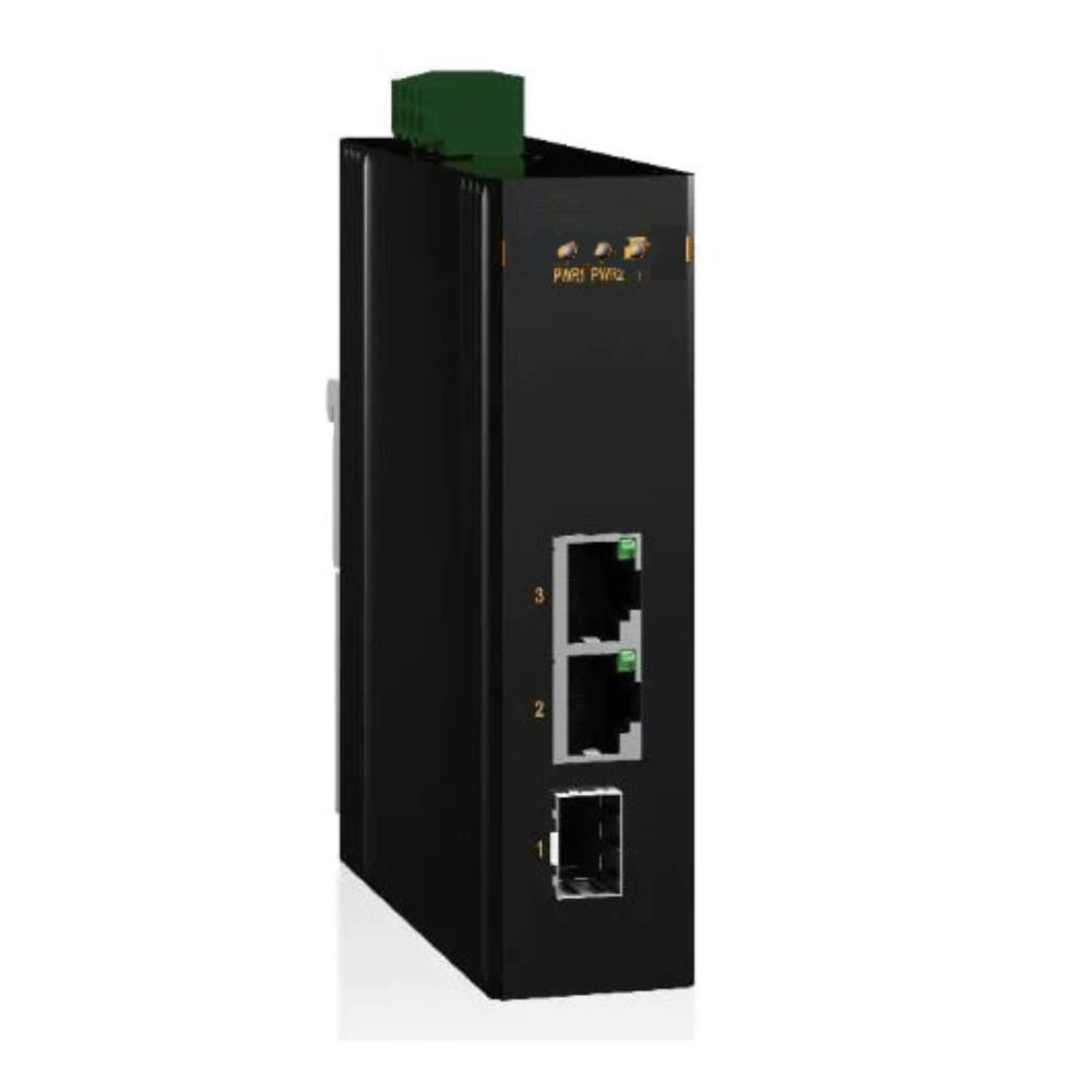 Промышленный медиаконвертер, 3-х портовый, 1х100Base-X SFP слот,2х10/100Base-T(X) портов RJ45, 12-48В DC/18-30В AC, с резервированием