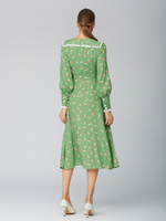 Платье миди с манжетами и отделкой рюши