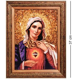 AMB-01/10 Икона Божией Матери (с янтарной крошкой) пласт.рамка H-37см