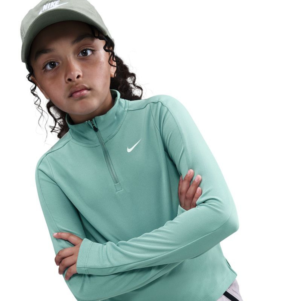 Футболка для мальчика теннисная Nike Girls Dri-FIT Long-Sleeve 1/4-Zip - cannon/white