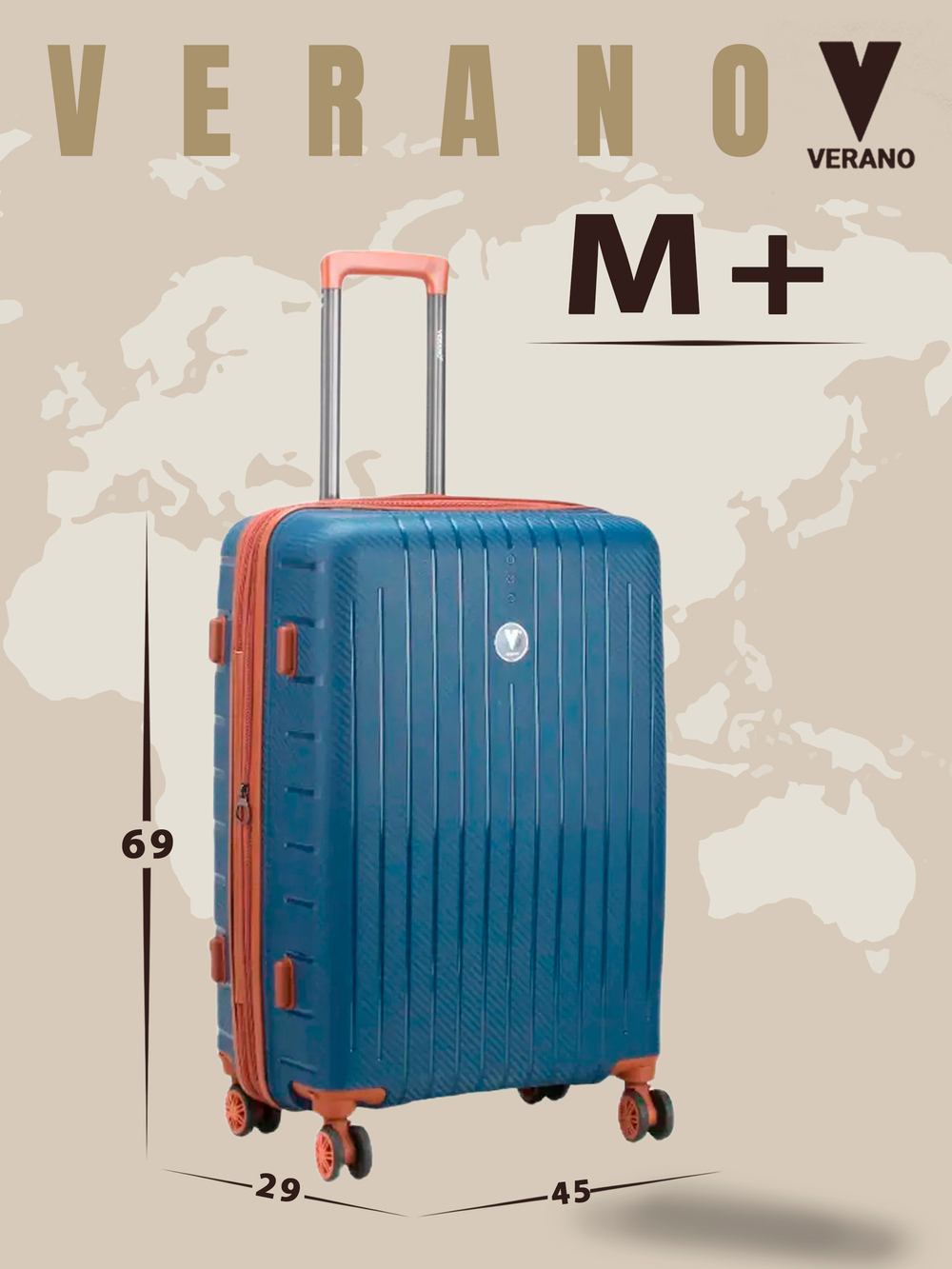 Чемодан средний "Verano" из полипропилена, съёмные колёса
