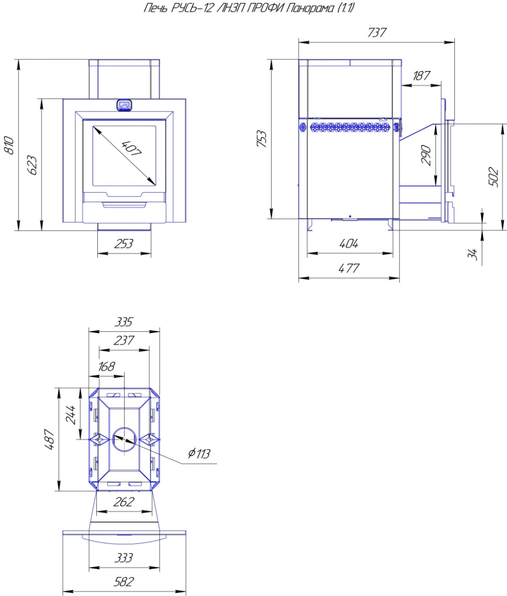 Печь для бани Русь-12 ЛНЗП Профи Панорама (1.1)