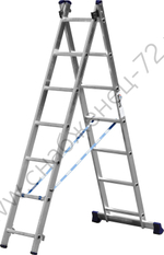 СИБИН 7 ступеней, со стабилизатором, алюминиевая, двухсекционная лестница (38823-07)