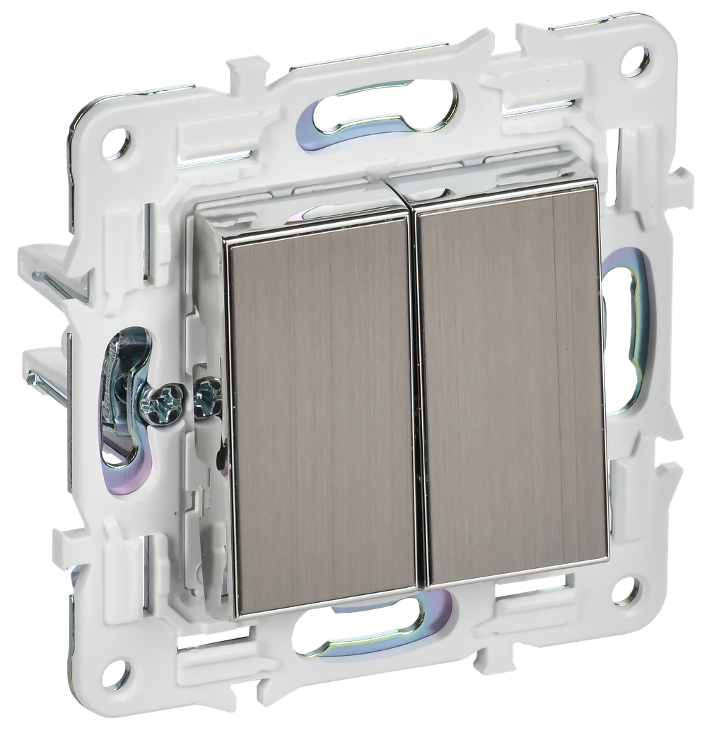 SKANDY Выключатель 2-клавишный перекрестный 10А SK-V06N металл никель IEK