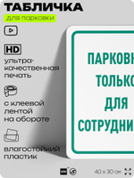 Табличка для парковки "Парковка только для сотрудников", для дома, офиса, организаций, 40х30 см, Silver Plane x Айдентика Технолоджи
