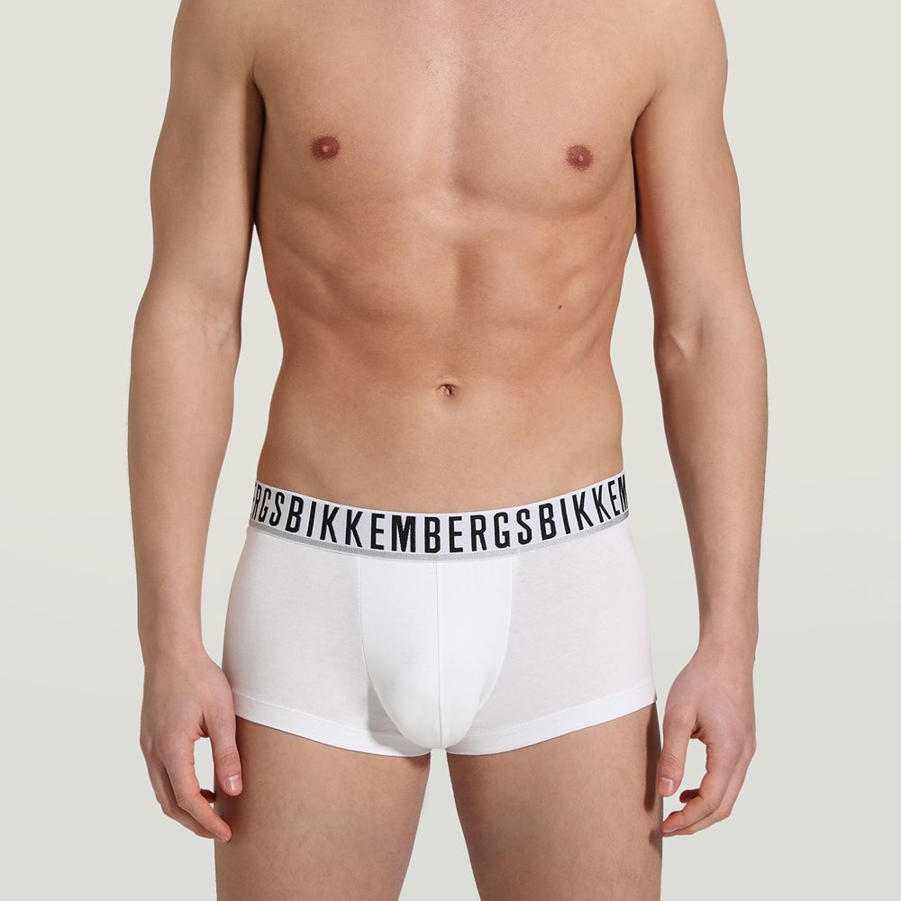 Мужские трусы хипсы набор 3 в 1 белые с белой резинкой Bikkembergs BKK1UTR01TR0000