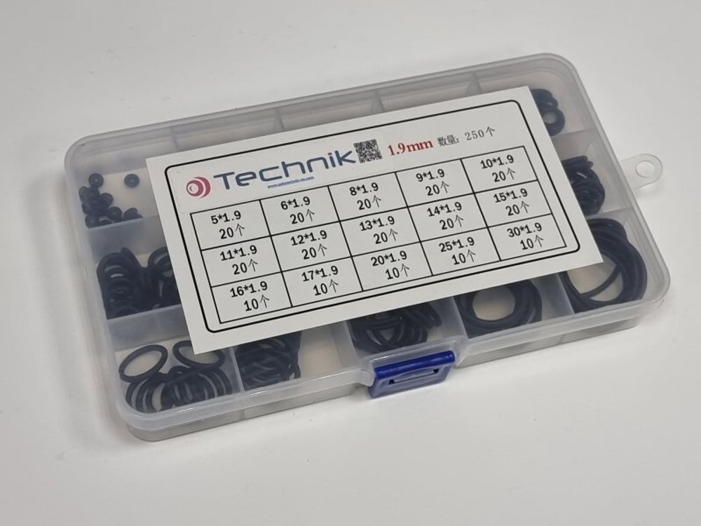 Набор резиновых колец для двиг. и пневмосистем 15 разм 250шт./КАМ. МАЗ/ (Technik)