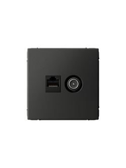 Розетка компьютерная + телевизионная 2-м ArtGallery RJ45 + TV кат.5E базальт SE GAL001489