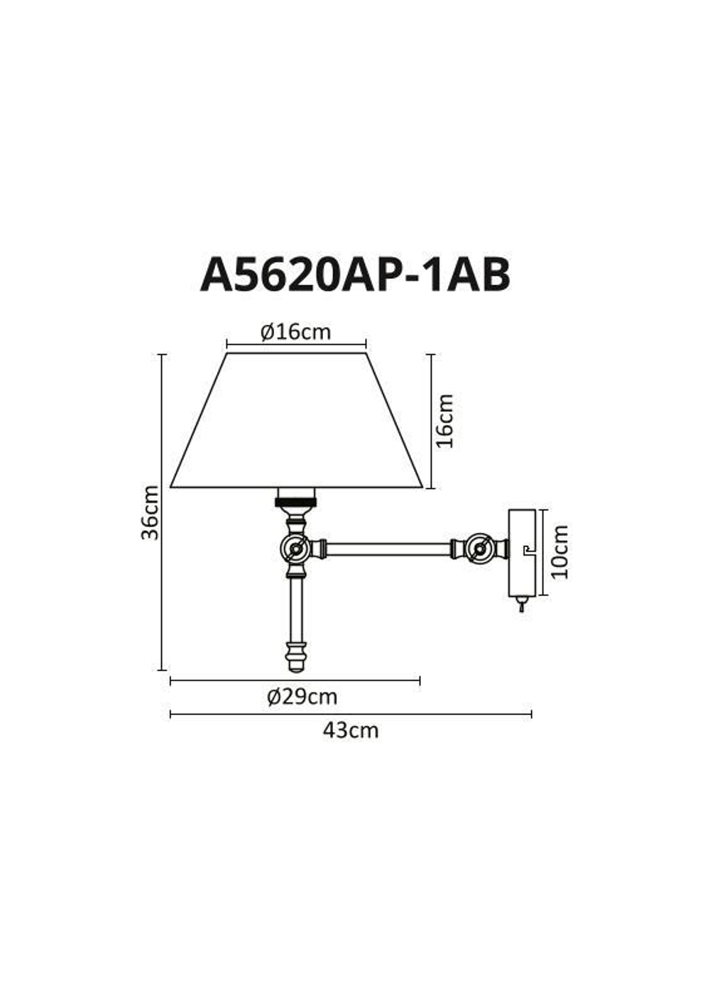 Бра Arte Lamp Orlando A5620AP-1AB