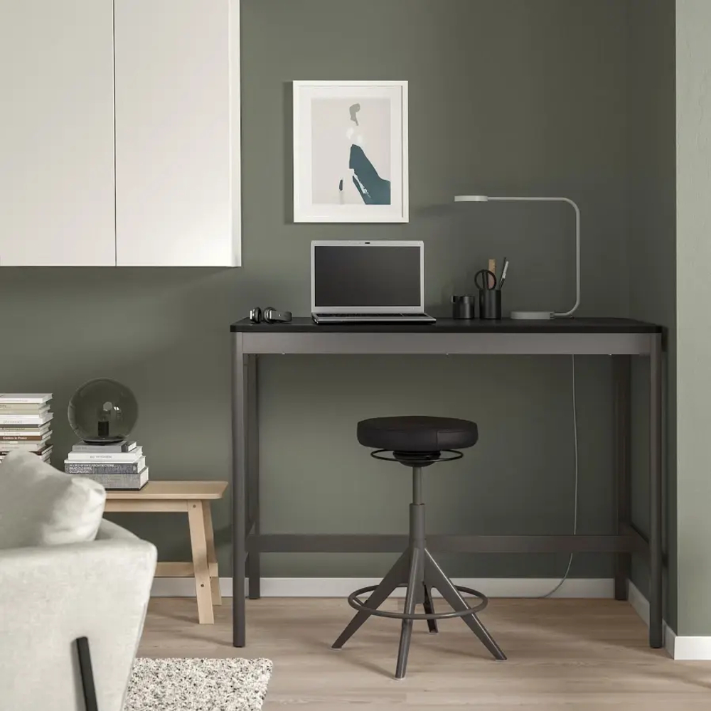 Письменный стол - IKEA IDÅSEN, 140х70 см, темно-серый/черный, ИДОСЕН ИКЕА