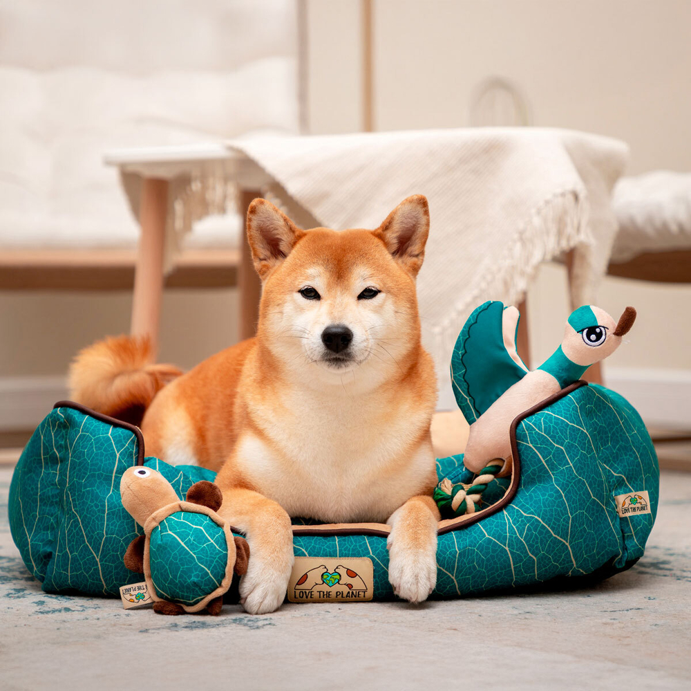 Лежанка прямоугольная "Клён" S, изумрудно-песочная, 460*360*180мм, серия LOVE THE PLANET, Triol