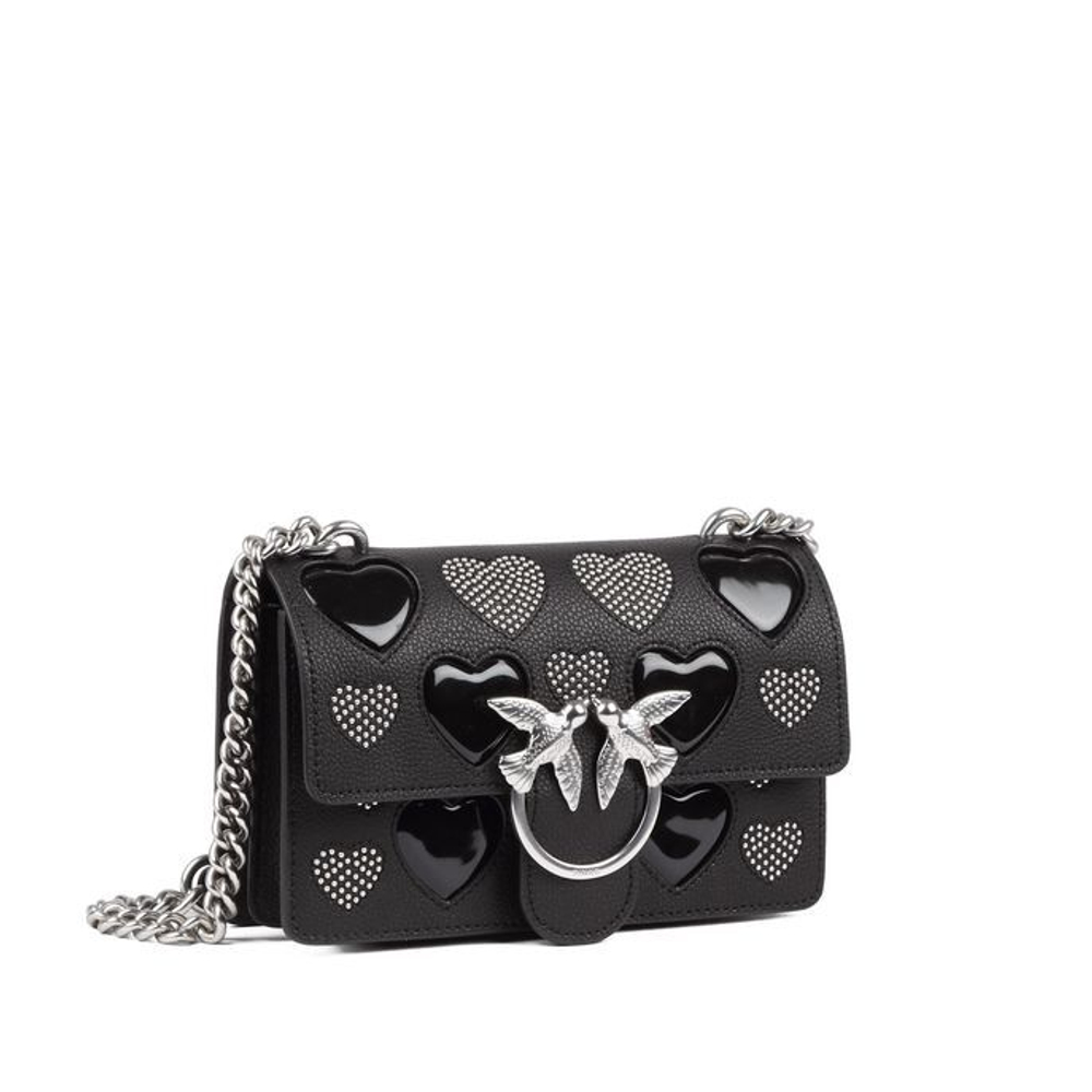 MINI LOVE BAG ICON STUDDED HEART – black