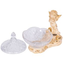 Сахарница стеклянная с крышкой Ангел Роуз Айвори