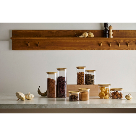 Банка для хранения квадратная 1.1л Glass Bamboo