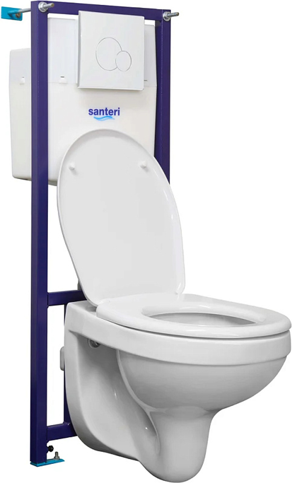 ПЭК Santeri Альфа комфорт, комплект инсталляции с унитазом с сиденьем Микролифт, белая кнопка смыва (1.3816.4.S00.00B.2)