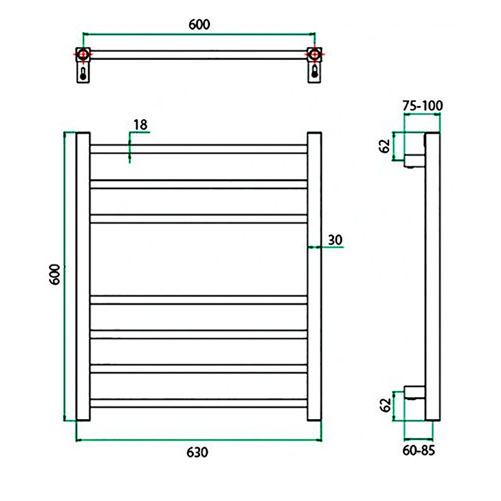 Полотенцесушитель ГРОТА ECOCLASSIK 63/60(-), (1 шт)