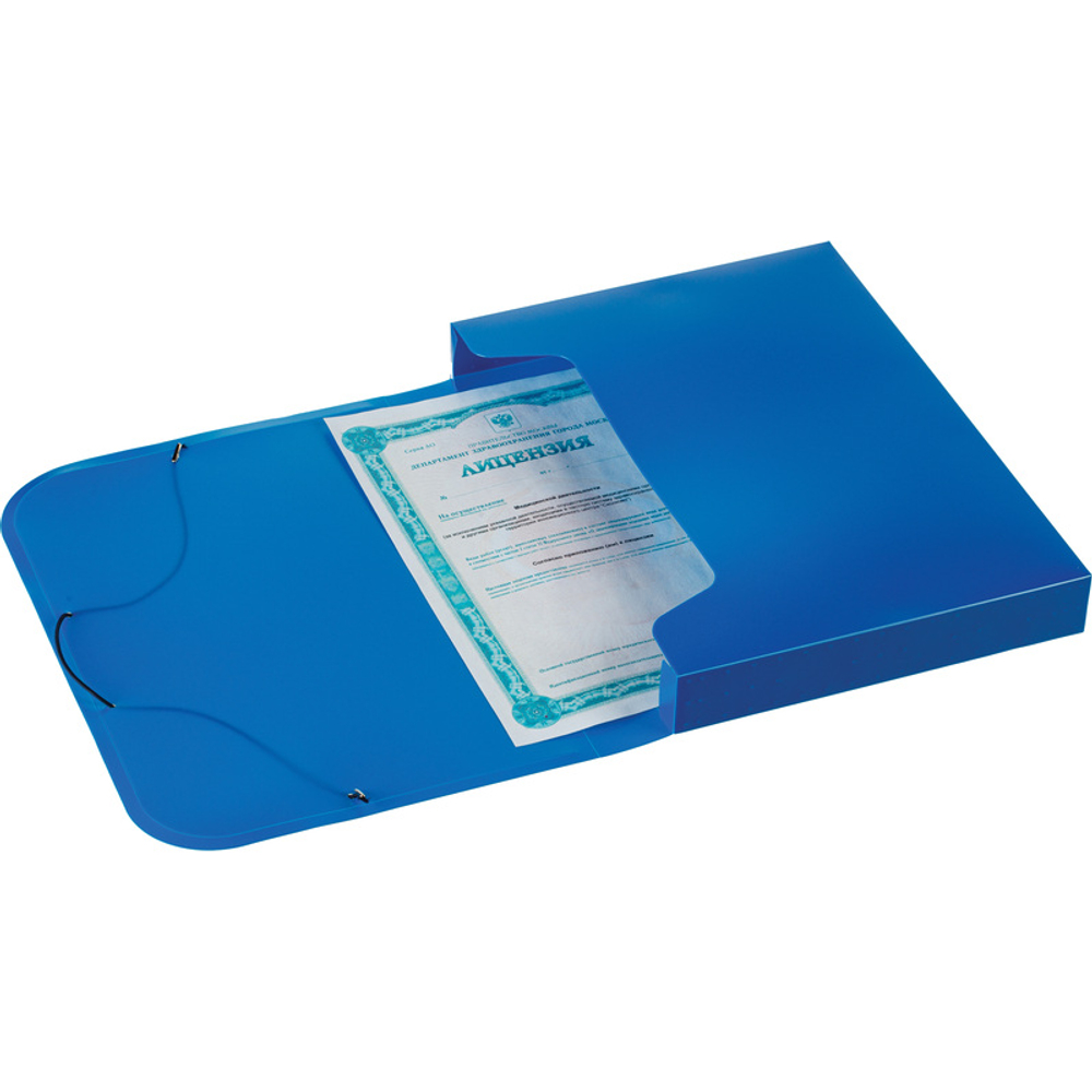 Папка-короб на резинках Attache А4 40 мм пластиковая до 350 листов синяя (толщина обложки 0.45 мм)