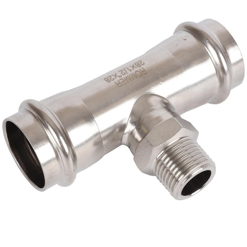 ROMMER Тройник с НР 28x1/2" из нержавеющей стали прессовой