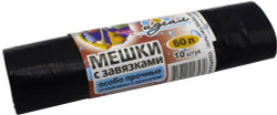 Мешки мусорные с завязками 60 л 60х70 см 21 мкм Идеал (10/400шт)