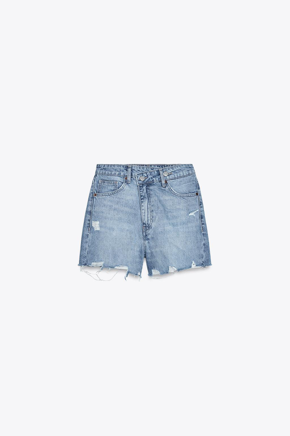 Джинсовые шорты trf с высокой посадкой mom fit и косой застежкой