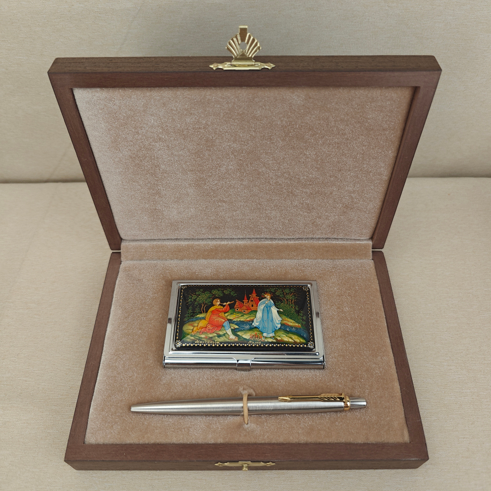 Набор подарочный "На прогулке" с ручной росписью в футляре