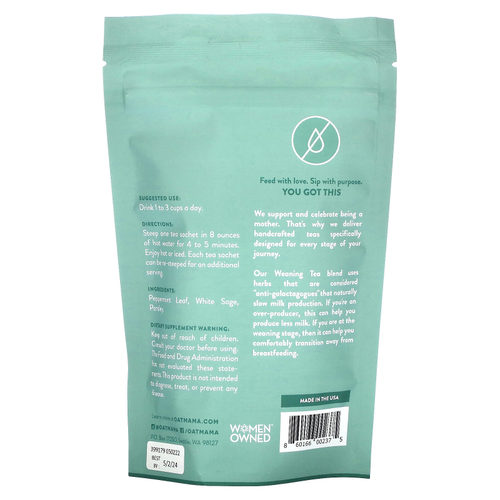 Oat Mama, чай, перечная мята, без кофеина, 14 пакетиков, 32 г