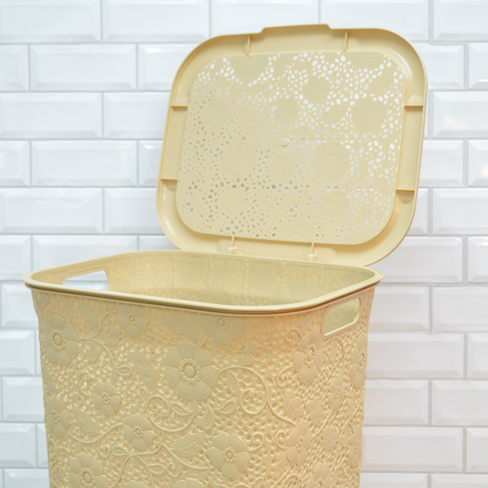 Корзина для белья 50л "Ажурная", цвет бежевый