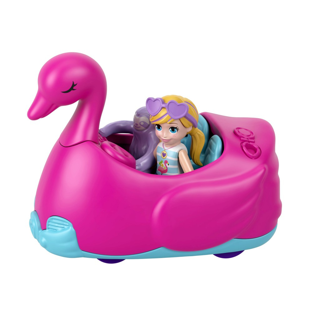 Polly Pocket - Фламинго Мойка Набор с 2 куклами, 2 животными и транспортным средством HHJ05