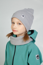 Комплект трикотажный шапка и снуд "Серый"