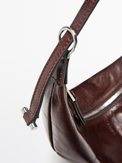 Massimo Dutti Мини-сумка из кожи наппа, коричневый