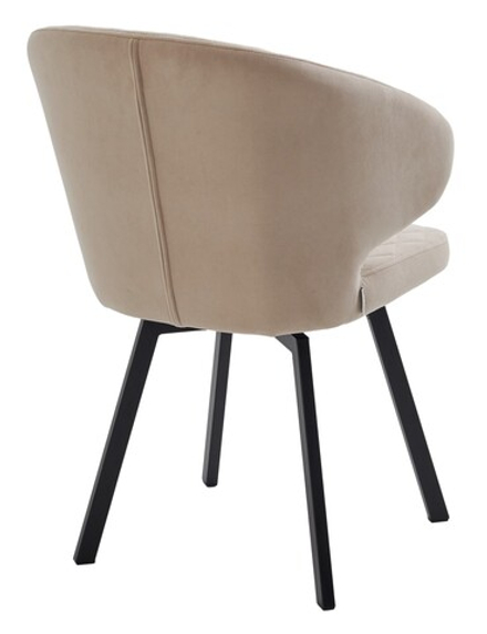 Стул М-City DISAUR Хилтон поворотный на 360 градусов, B03 Бежевый, Велюр, Черный каркас