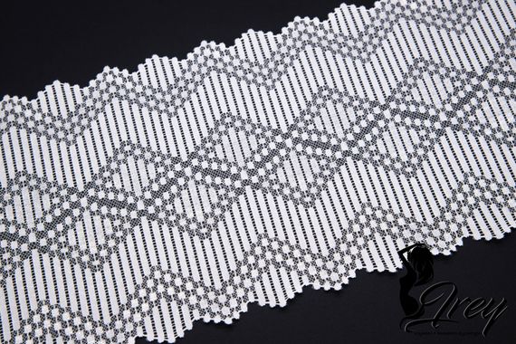 1367 Кружево эластичное 20 см, Италия, геометрия, белый