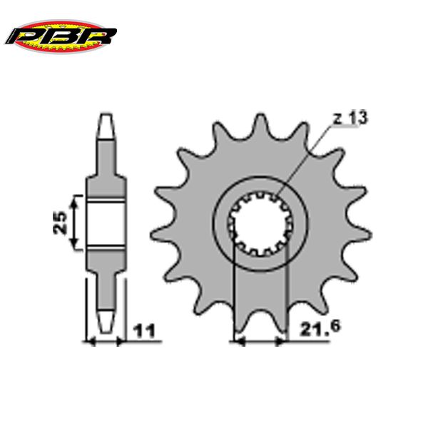 PBR 442C16 звезда передняя (ведущая), 16 зубьев