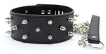 Черный ошейник шипастый с поводком на замочке и ключиком ROSYLAND (Цвет: черный)
