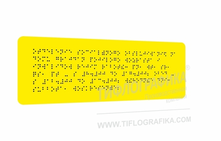 Тактильная табличка Брайлем 100х270 мм на ПВХ 3 мм, монохром